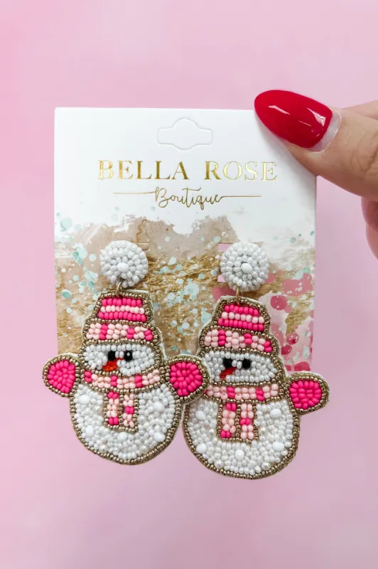 Winter Fun Snowman Bead Earrings sold by Bella Rose boutique