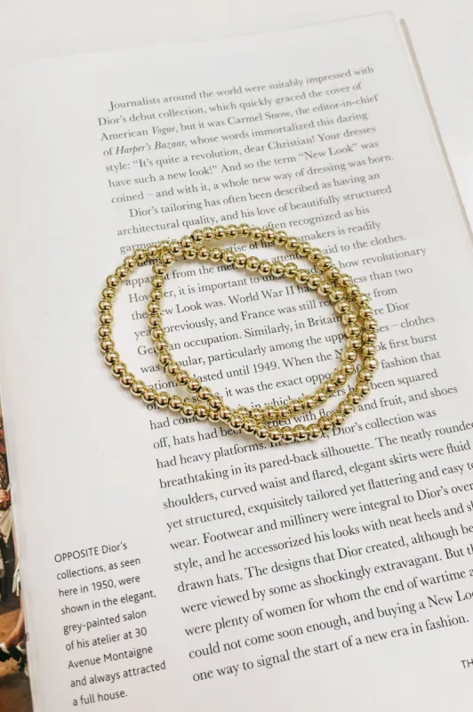 4mm Gold Bead Ball Stretch Bracelet Set sold by Bella Rose boutique