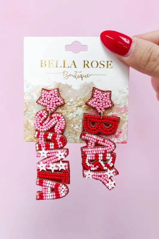 "SANTA BABY" Seed Bead Drop Earrings sold by Bella Rose boutique