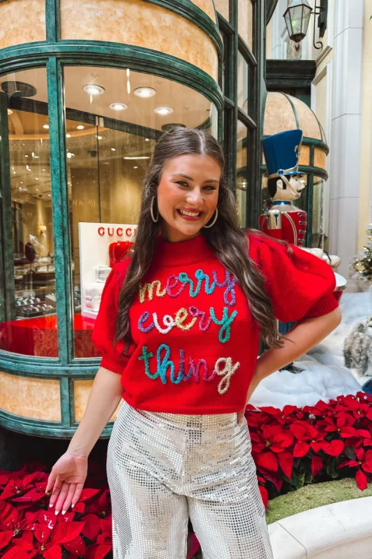 "Merry Everything" Tinsel Sweater sold by Bella Rose boutique