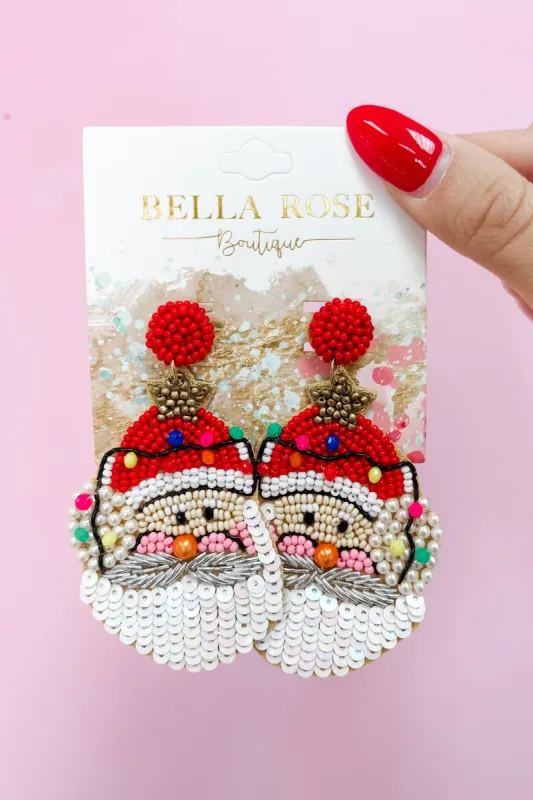 Festive Ole St. Nick Bead Earrings sold by Bella Rose boutique