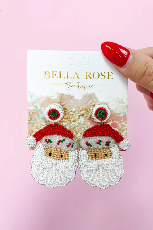 Kris Kringle Seed Bead Earrings sold by Bella Rose boutique