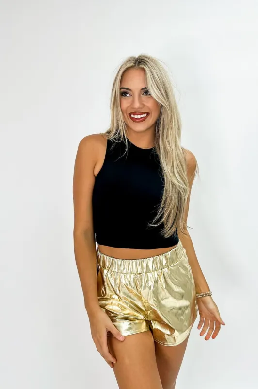 Edgy Approach Metallic Shorts sold by Bella Rose boutique