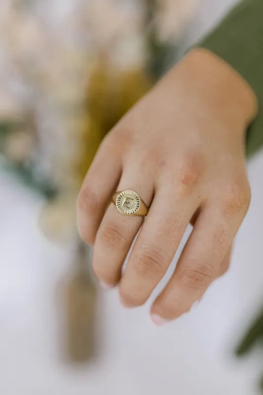 Gold Initial Ring sold by Bella Rose boutique