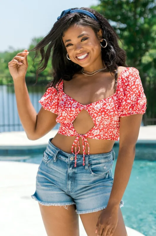 Effortlessly Sweet Printed Crop Top sold by Bella Rose boutique