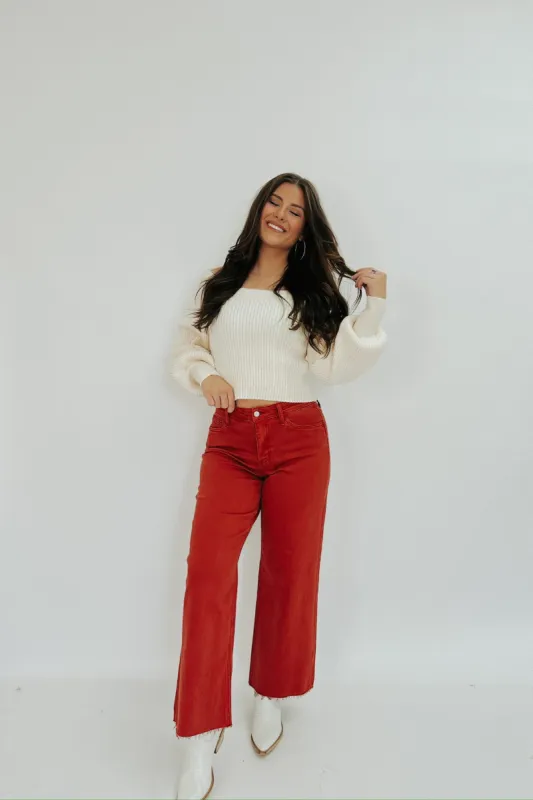 Olivia High Rise Crop Wide Leg Jeans sold by Bella Rose boutique