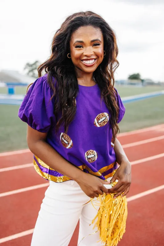 Field Goal Football Sequin Top sold by Bella Rose boutique