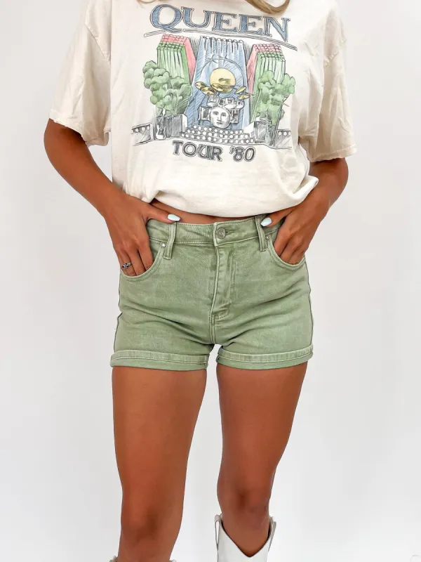 To The Top High Rise Denim Shorts sold by Bella Rose boutique