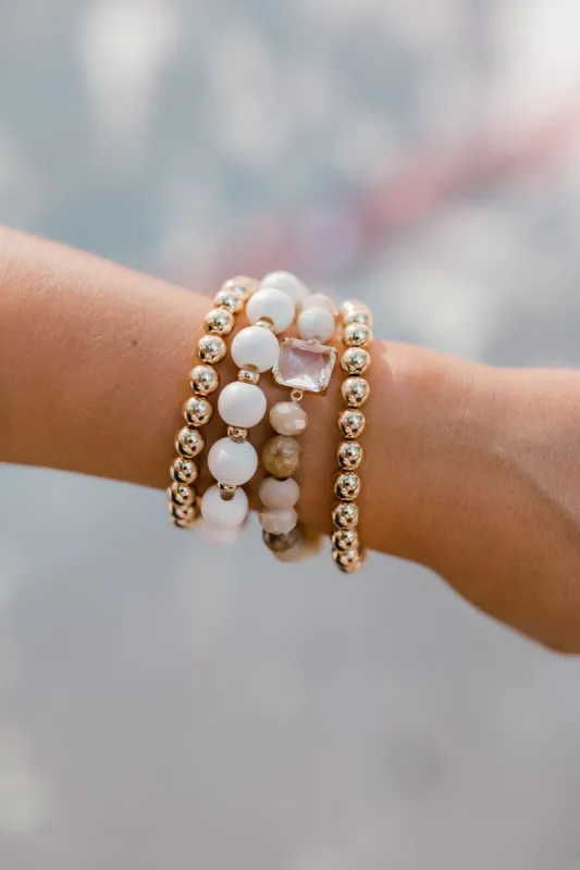 Crystal Embellished 4 Piece Stackable Bracelet Set sold by Bella Rose boutique