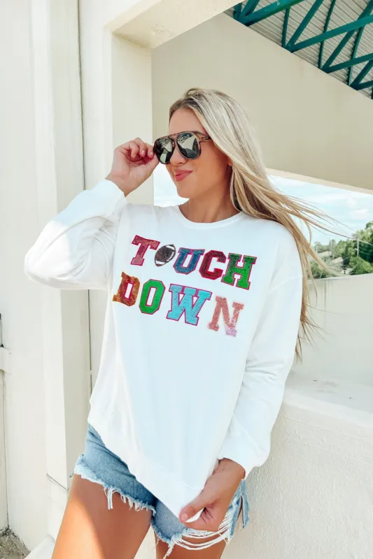 Touchdown Sequin Sweatshirt sold by Bella Rose boutique