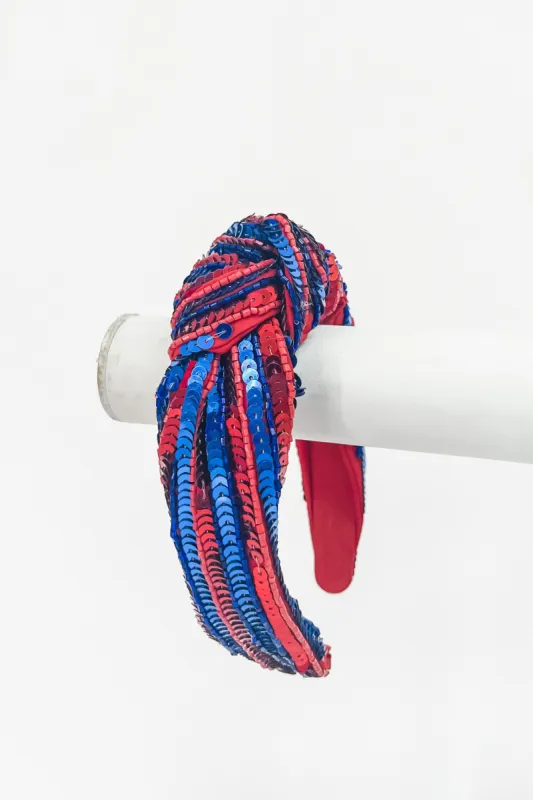 Team Stripe Top Knotted Headband sold by Bella Rose boutique