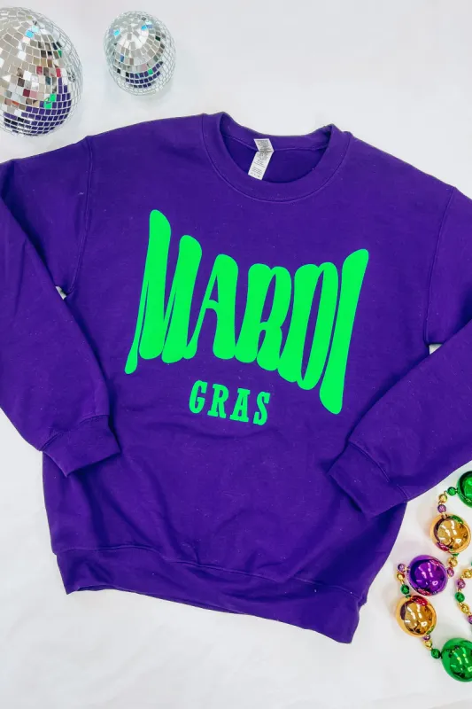 Mardi Gras Neon Sweatshirt made by Bella Rose boutique