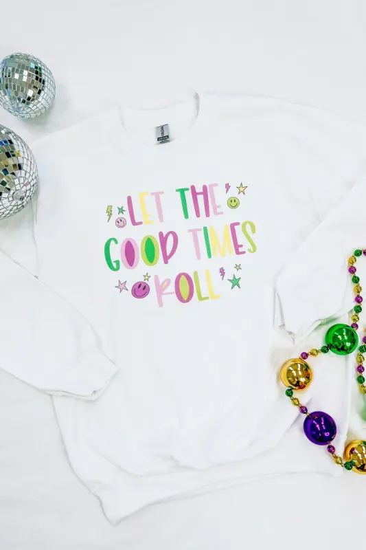 Smiley Face Let The Good Times Roll Pullover sold by Bella Rose boutique
