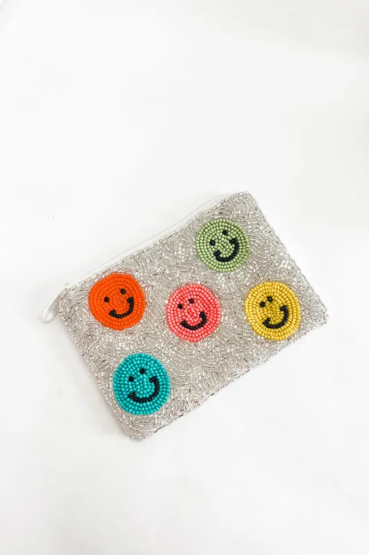 Multi Smiley Face Seed Bead Coin Pouch sold by Bella Rose boutique