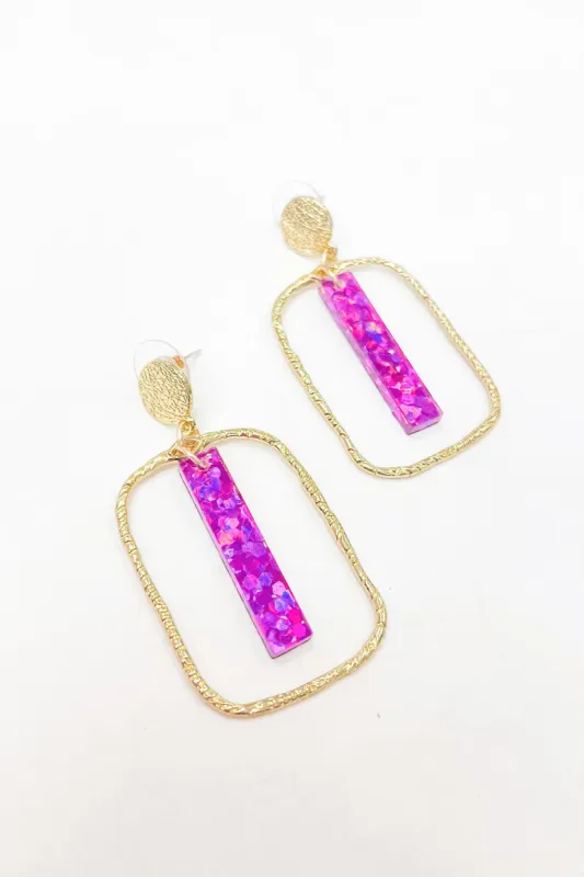 Heartbreaker Rectangle Hoop Earrings sold by Bella Rose boutique
