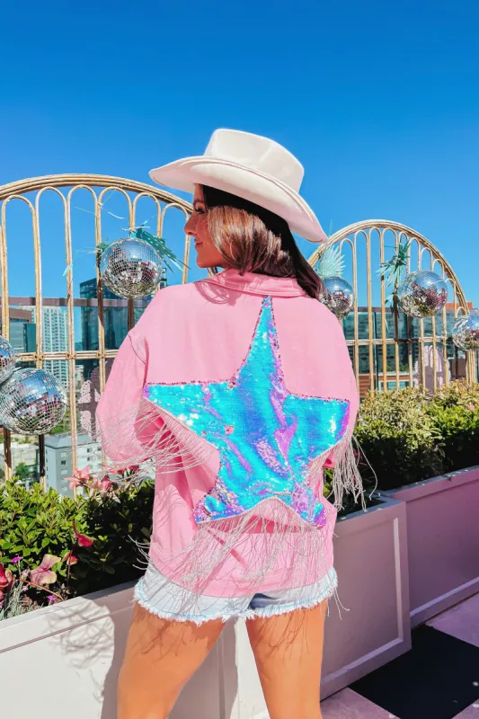 Light Up The Night Sky Sequin Star Jacket sold by Bella Rose boutique