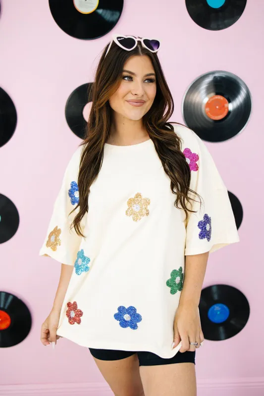 Lushly Blooming Sequin Flower Top sold by Bella Rose boutique