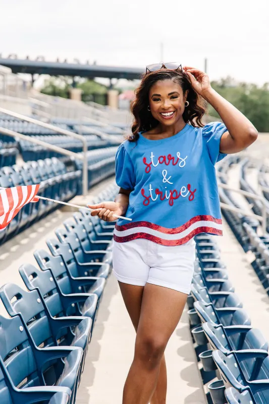 Stars and Stripes Patch Top sold by Bella Rose boutique