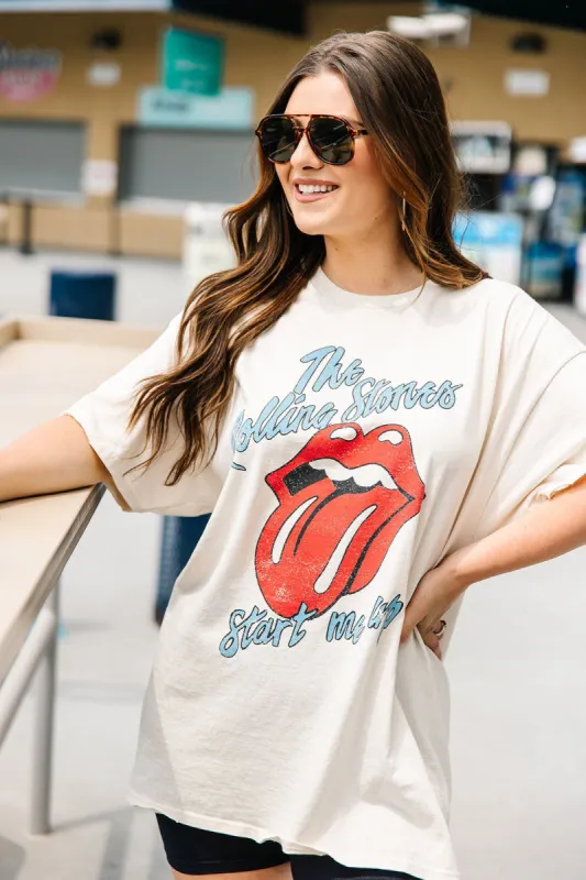 LivyLu Rolling Stone Distressed Tee sold by Bella Rose boutique