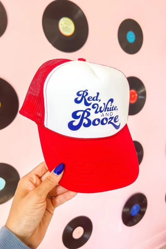 Red, White, And Booze Trucker Hat sold by Bella Rose boutique