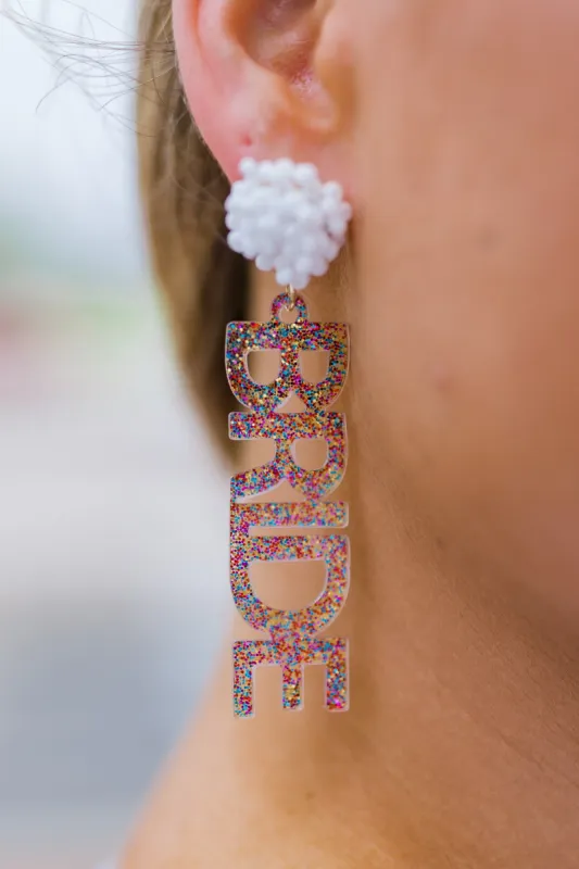Bride Glitter Embellished Seed Bead Statement Earrings (LAST ONE) sold by Bella Rose boutique