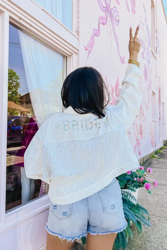 The Glam Bride Denim Jacket sold by Bella Rose boutique