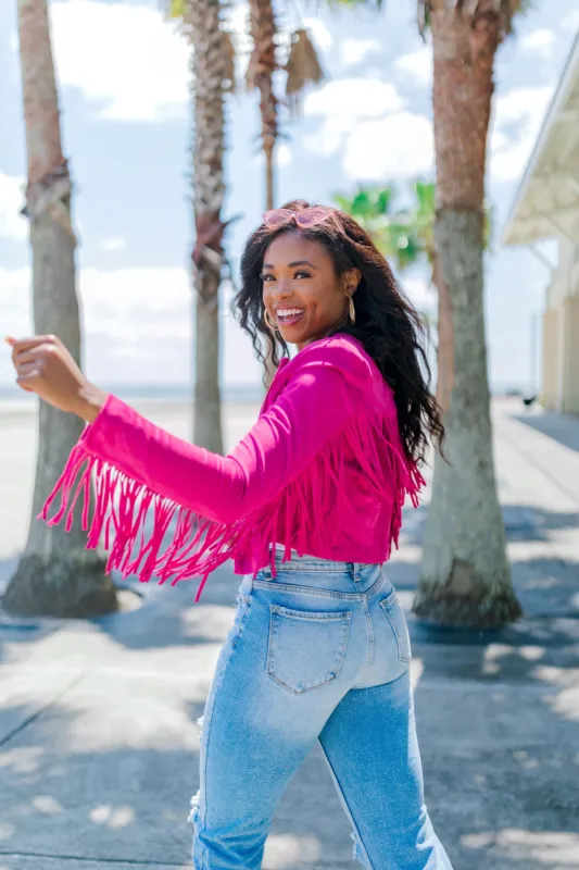No Competition Fringe Jacket sold by Bella Rose boutique