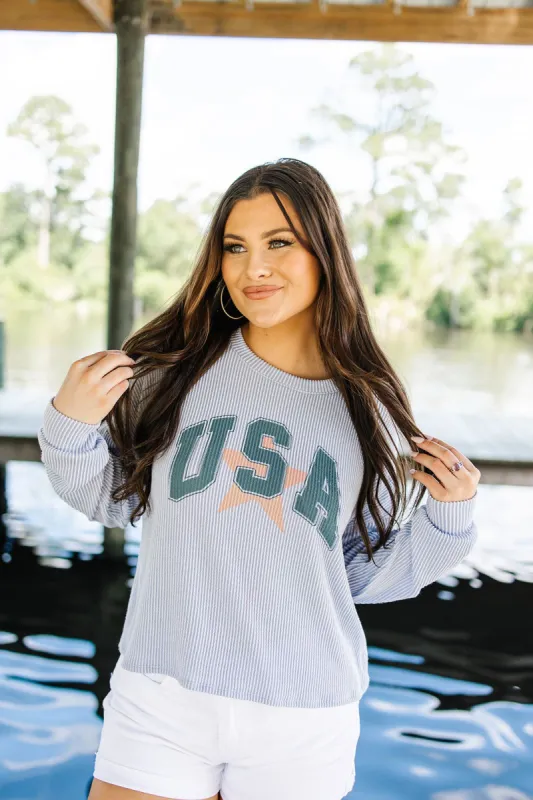 Ribbed USA Sweatshirt sold by Bella Rose boutique