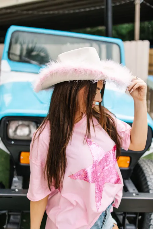 Nashville Nights Feather Cowgirl Hat sold by Bella Rose boutique