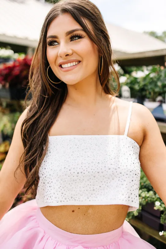 Catching Glances Rhinestone Crop Top sold by Bella Rose boutique