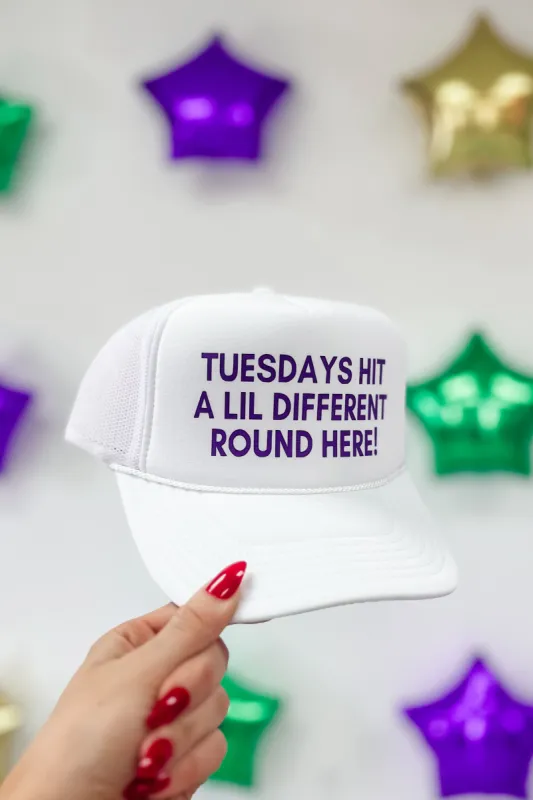 "Tuesdays Hit A Lil Different Round Here" Trucker Hat sold by Bella Rose boutique