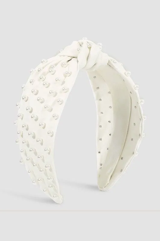 Faux Leather Pearl Embellished Headband sold by Bella Rose boutique