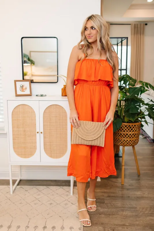Patti Jumpsuit Orange - Purple Daisies | Parallel