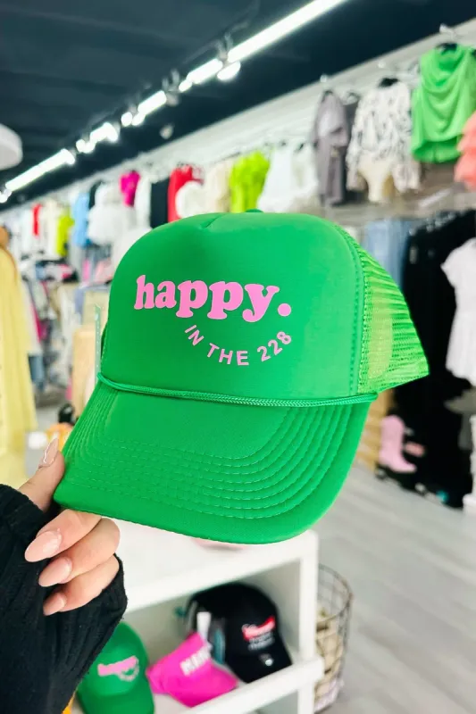 Happy In The 228 Trucker Hat sold by Bella Rose boutique