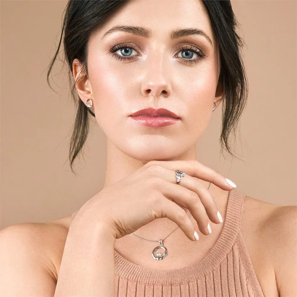 Galway Crystal Claddagh Sterling Silver Pendant sold by Belleek product image thumbnail 2