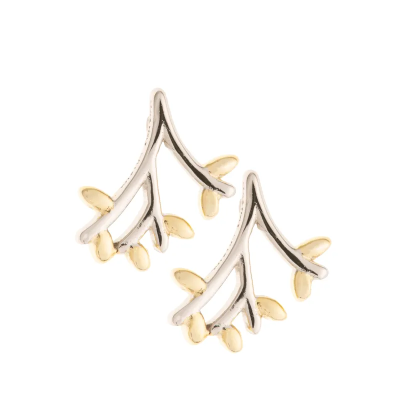 Galway Crystal Wildwood Sterling Silver & Gold Stud Earrings sold by Belleek