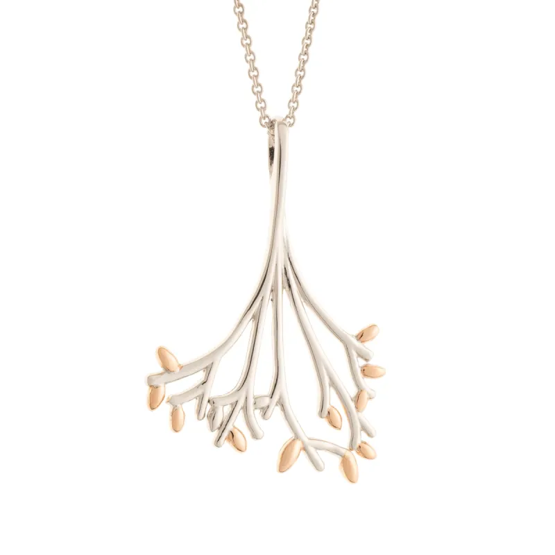 Galway Crystal Wildwood Sterling Silver & Rose Gold Pendant sold by Belleek