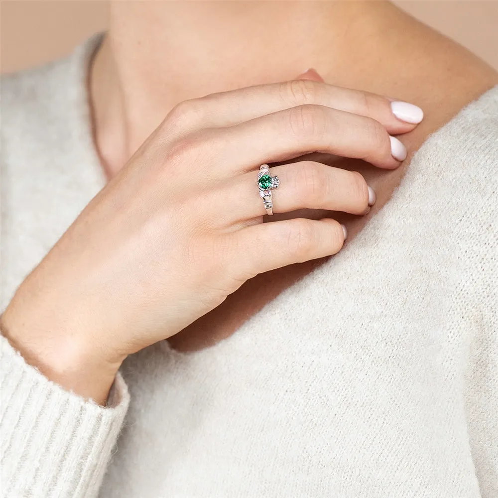 Galway Crystal Jewellery Green Crystal Claddagh Sterling Silver Ring sold by Belleek product image thumbnail 2
