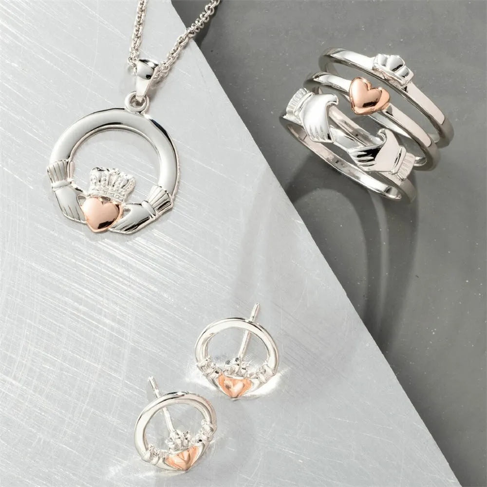 Galway Crystal Jewellery Three Part Claddagh Sterling Silver & Rose Gold Ring sold by Belleek product image thumbnail 2
