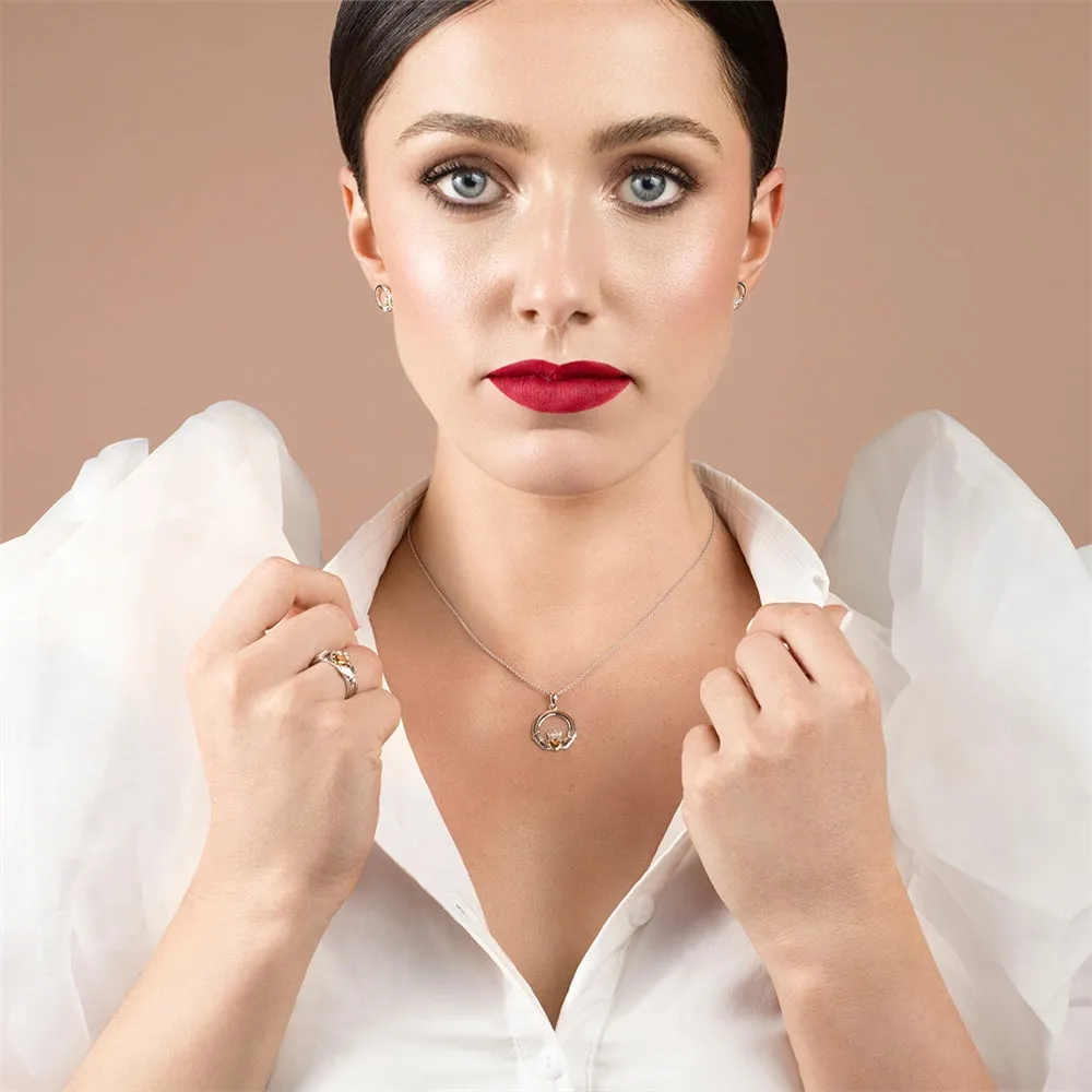 Galway Crystal Jewellery Three Part Claddagh Sterling Silver & Rose Gold Ring sold by Belleek product image thumbnail 3