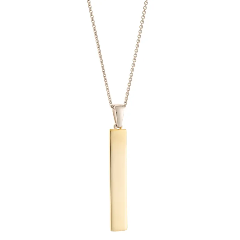 Galway Crystal Plain Bar Sterling Silver & Gold Pendant sold by Belleek