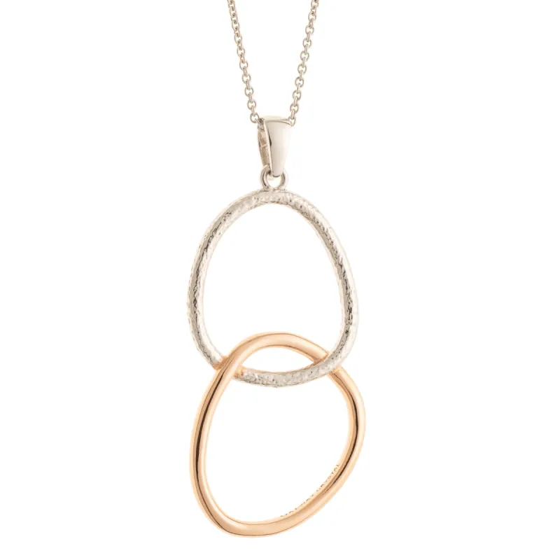 Galway Crystal Entwined Sterling Silver & Rose Gold Pendant sold by Belleek