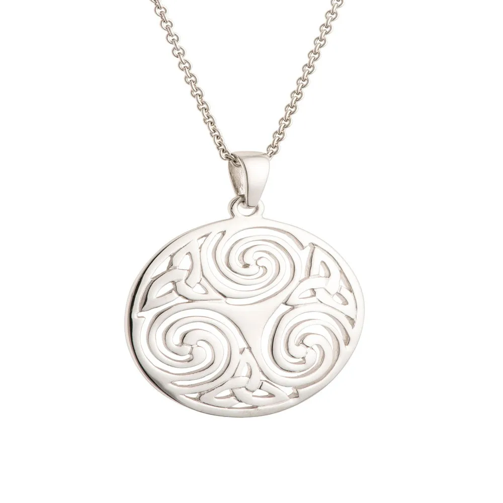 Galway Crystal Celtic Swirl Sterling Silver Pendant sold by Belleek