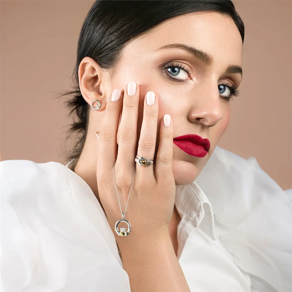 Galway Crystal Claddagh Pendant Sterling Silver & Gold sold by Belleek product image thumbnail 3