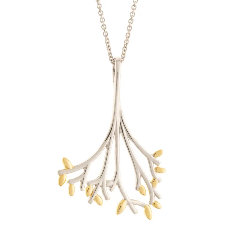 Galway Crystal Wildwood Sterling Silver & Gold Pendant sold by Belleek