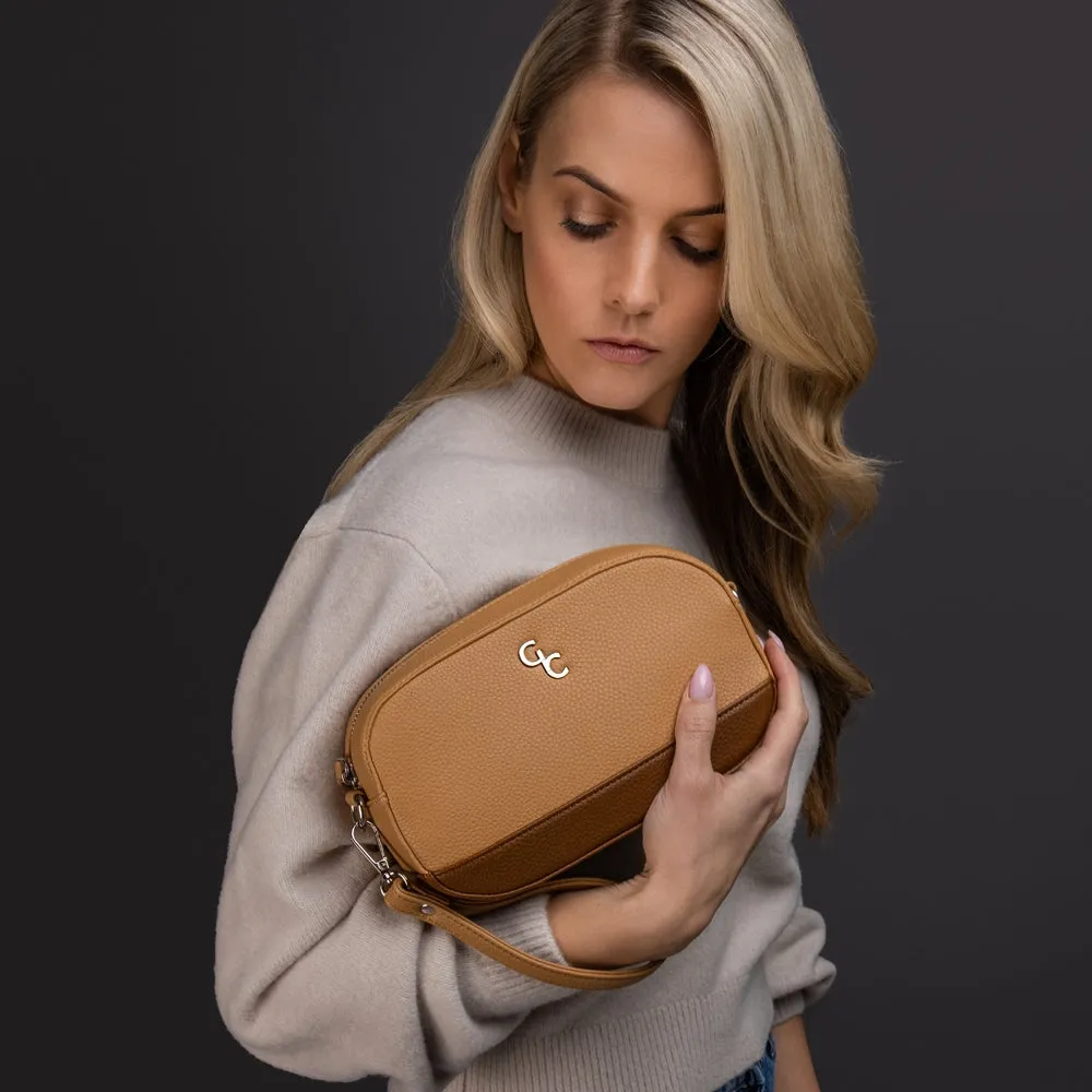 Galway Crystal Fashion Two Tone Crossbody Bag - Tan/Brown sold by Belleek product image thumbnail 2