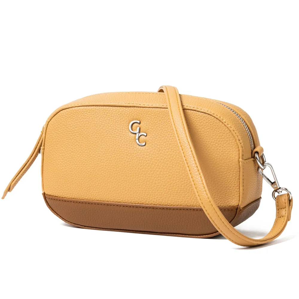 Galway Crystal Fashion Two Tone Crossbody Bag - Tan/Brown sold by Belleek