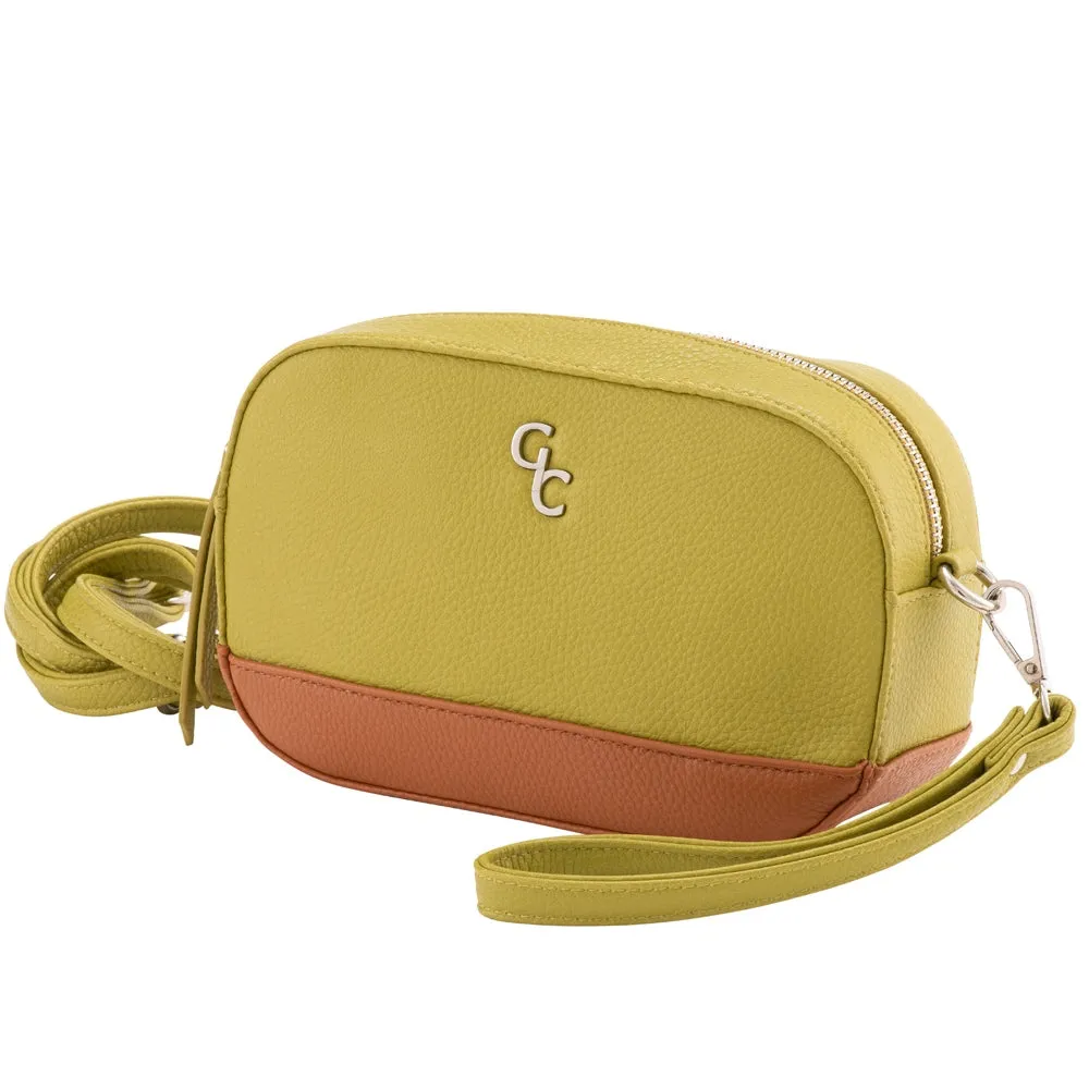 Galway Crystal Fashion Two Tone Crossbody Bag - Lime/Tan sold by Belleek