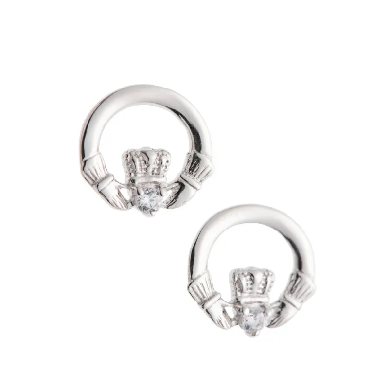 Galway Crystal Claddagh Crystal Sterling Silver Earrings sold by Belleek