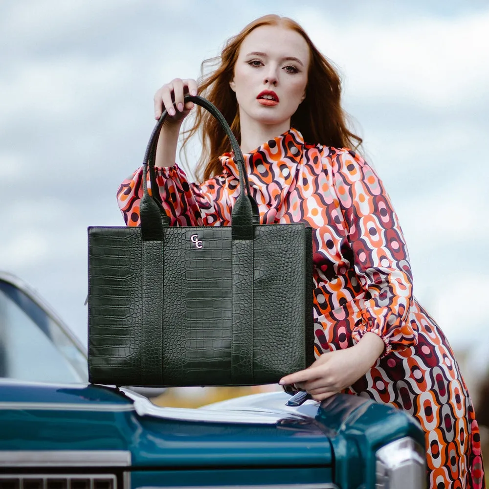 Galway Crystal Fashion XL Tote Green Croc Detail sold by Belleek product image thumbnail 2